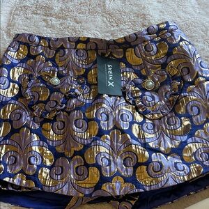 SHEIN X Blue and Gold Skirt